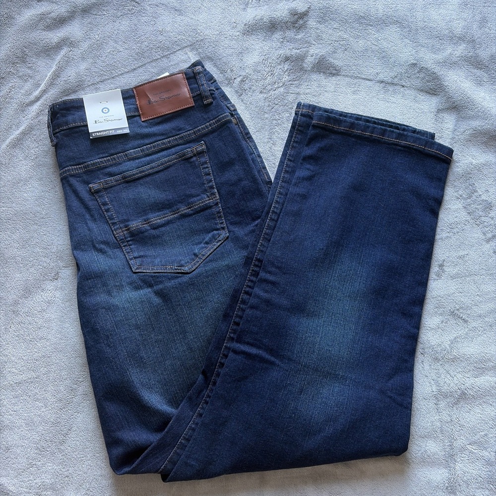 Ben Sherman Straight Fit Stretch Jeans Mens 38x30 Shoreditch Wash Denim NWT